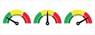 Ölçek düzeyi ölçüm monitörü görüntüsü. Basit seviye ölçer. Üç aşamalı ölçü birimi. vektör illüstrasyon grafik tasarım şablonu.