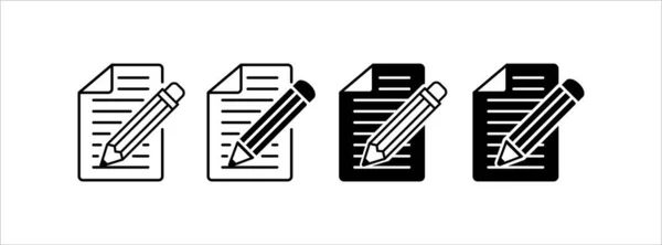 Pencil Note Text Writing Vector Icon Logo Illustration Design Set — Stock Vector