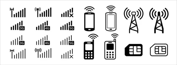 Téléphone Sans Fil Connexion Internet Données Vectoriel Icône Ensemble Contient — Image vectorielle