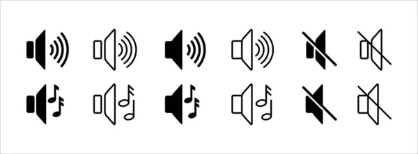 スピーカーボリュームベクトルアイコンセット ラウドスピーカーリングトーン記号 音楽オーディオサウンドサインイラスト集 — ストックベクタ