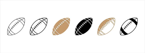 Ícone Futebol Americano Rugby Ball Delineamento Simples Conjunto Ilustrações Vetoriais — Vetor de Stock