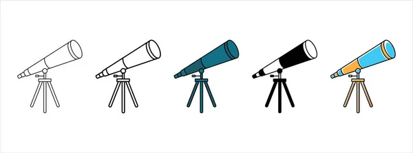 Векторний Набір Піктограм Телескопа Космічний Телескоп Спостерігач Векторний Набір Ілюстрацій — стоковий вектор