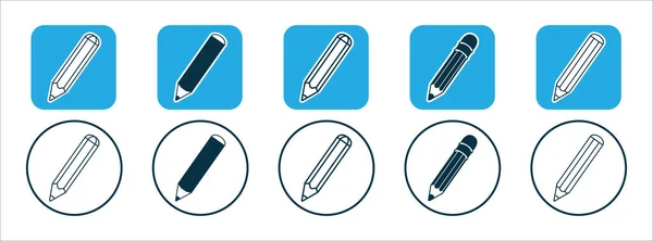 Bleistift Niedlich Icon Set Vorhanden Buntstift Vektorillustration — Stockvektor