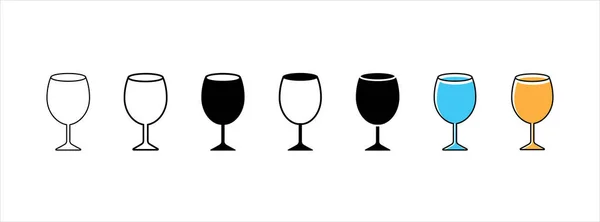 Бургундське Вино Скляна Іконка Векторний Набір Скляний Коктейль Векторна Ілюстрація — стоковий вектор