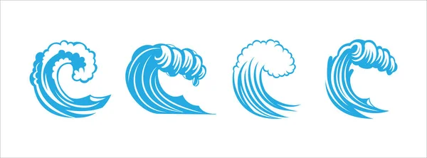 Jednotlivé Vektory Vln Moře Ilustrační Set Big Wave Roll Vektor — Stockový vektor