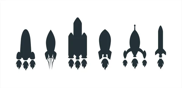 Rocket Spaceship Silhouette Vector Design Graphic Resource Isolated White Background — Stock Vector