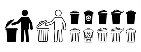 Çöp Kutusu Simgesi Dizayn Seti Yerlerine Çöp Tabela Tasarımı Illüstrasyonu — Stok Vektör