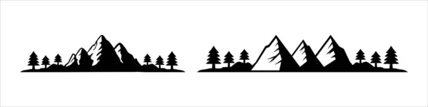 山ベクトル設計セット 山脈ベクトル単純なイラスト 険しい丘を持つ高地 — ストックベクタ