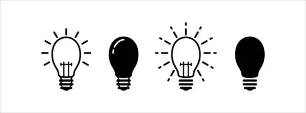 電球アイコンセット アイデアと革新の電球のシンボル ランプアイコンベクトルイラスト — ストックベクタ