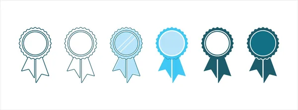 Insignia Certificada Conjunto Iconos Medalla Icono Roseta Conjunto Ilustración Icono — Vector de stock