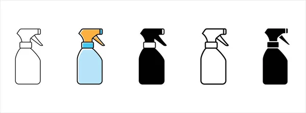 Spray Fles Pictogram Set Handpomp Sproeier Pictogrammen Ingesteld Schonere Spray — Stockvector