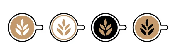 Icono Del Arte Del Café Con Leche Taza Café Latte — Vector de stock