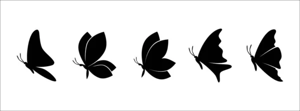 Conjunto Siluetas Mariposas Mariposas Siluetas Vector Conjunto Ilustración — Archivo Imágenes Vectoriales