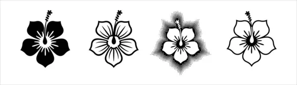 Hibiscus Bloem Silhouet Vector Set Hibiscus Bloem Vector Illustratie Set — Stockvector