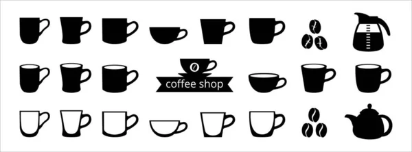 Set Iconos Taza Café Bebida Caliente Taza Iconos Vector Conjunto — Vector de stock