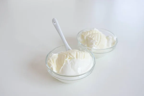 Yogurt Naturale Yogurt Con Crema — Foto Stock