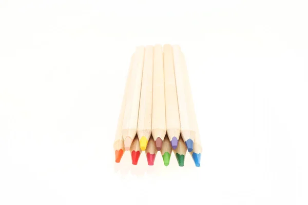 Crayons Colorés Bois Isolés Sur Blanc — Photo