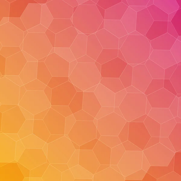Fondo rosa-naranja abstracto con hexágonos — Vector de stock