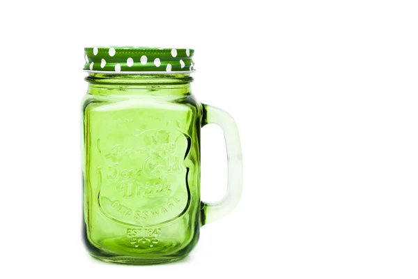 Green mason glass on white background — Stock Photo, Image
