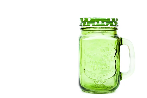 Green mason glass on white background — Stock Photo, Image