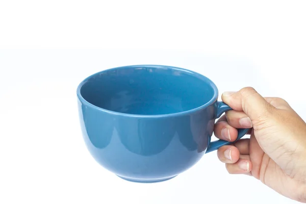 Голубая керамическая чаша на белом фоне — стоковое фото