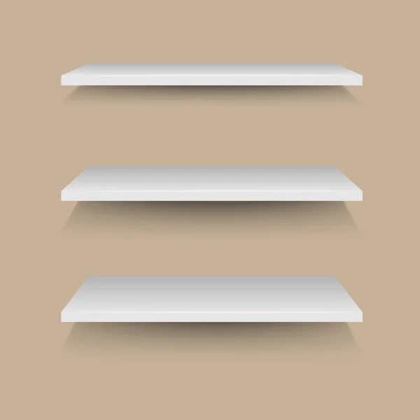 Vita hyllor på brun vägg — Stock vektor
