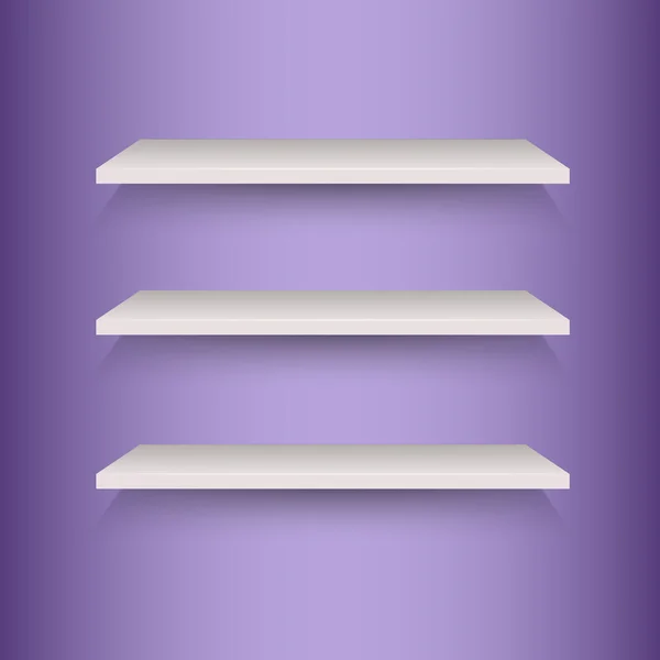 Book shelves on violet background — Stock Vector