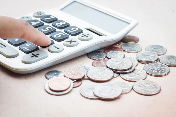 Calculadora com dinheiro e economia conceito abstrato fundo — Fotografia de Stock