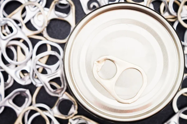 Ring pull cans opener background — Stock Photo, Image