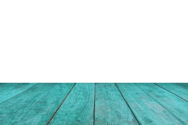 Perspectiva madeira verde sobre fundo branco — Fotografia de Stock