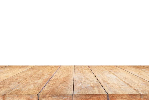 Haut de table en bois sur fond blanc — Photo
