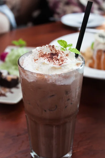 Iced coffee toping with whipped cream — Stock Photo, Image