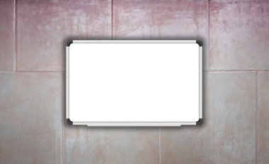 Seramik duvar doku arka plan üzerinde boş beyaz baord