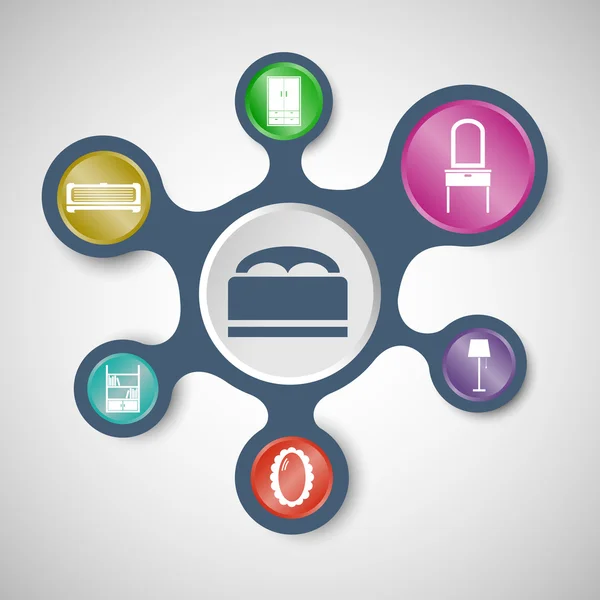 Slaapkamer infographic sjablonen met aangesloten metaballs — Stockvector