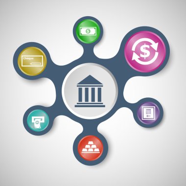 Infographic şablonları bağlı metaballs ile bankacılık