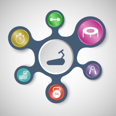 Fitness Infographic şablonları bağlı metaballs ile