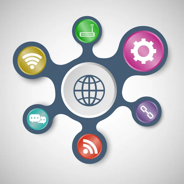 Modelli infografici di rete con metaballs collegati — Vettoriale Stock