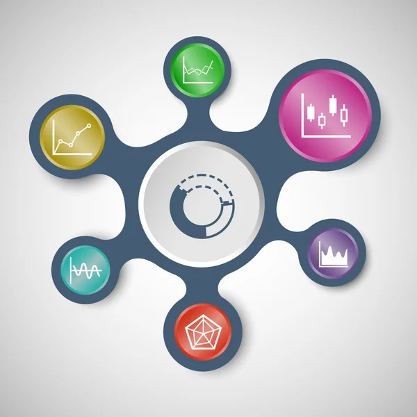 Grafiek infographic sjablonen met aangesloten metaballs — Stockvector