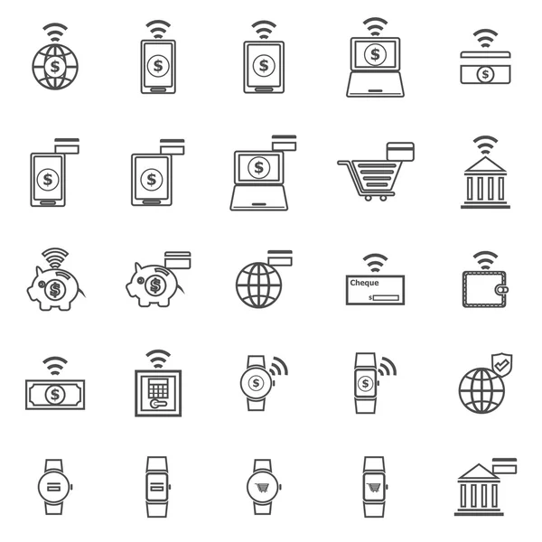 Fintech line icons on white background — Stock Vector