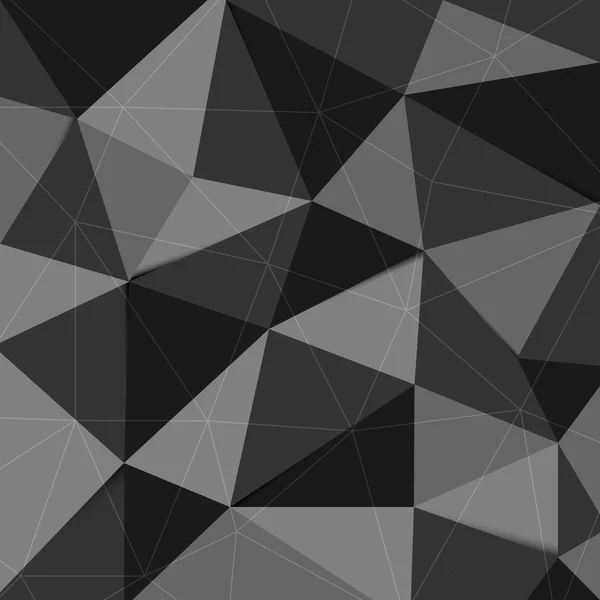 暗い灰色ポリゴン三角形の抽象的な背景 — ストックベクタ