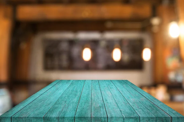 Mesa de madera azul con cafetería —  Fotos de Stock