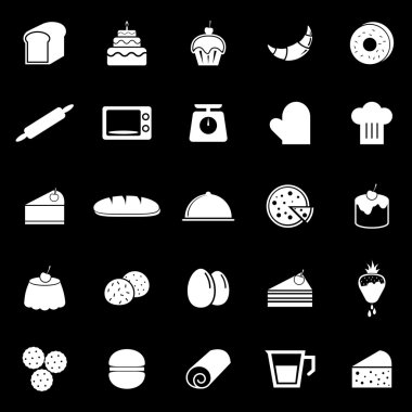 Fırın simgeler siyah arka plan üzerine