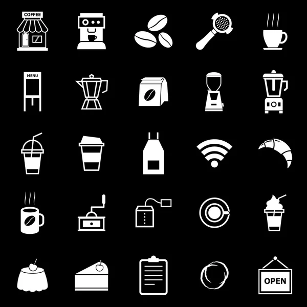 Icônes café sur fond noir — Image vectorielle