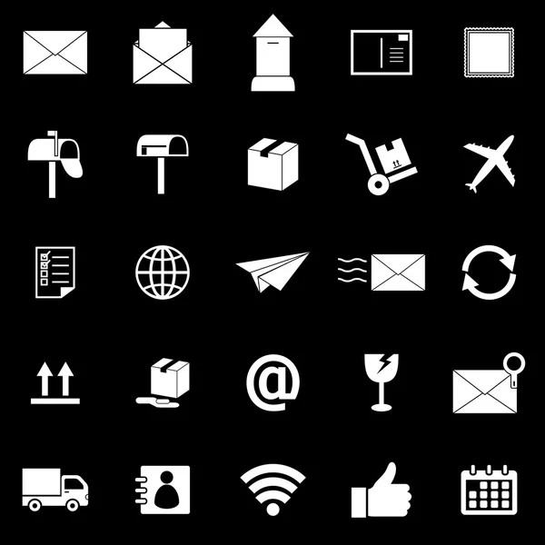 Post icônes sur fond noir — Image vectorielle