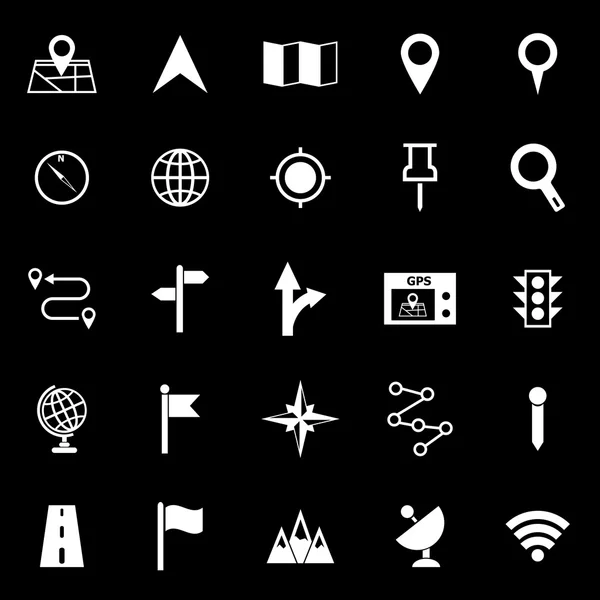 Iconos de navegación sobre fondo negro — Vector de stock