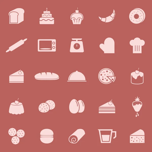 Bäckerei Farbe Symbole auf rotem Hintergrund — Stockvektor