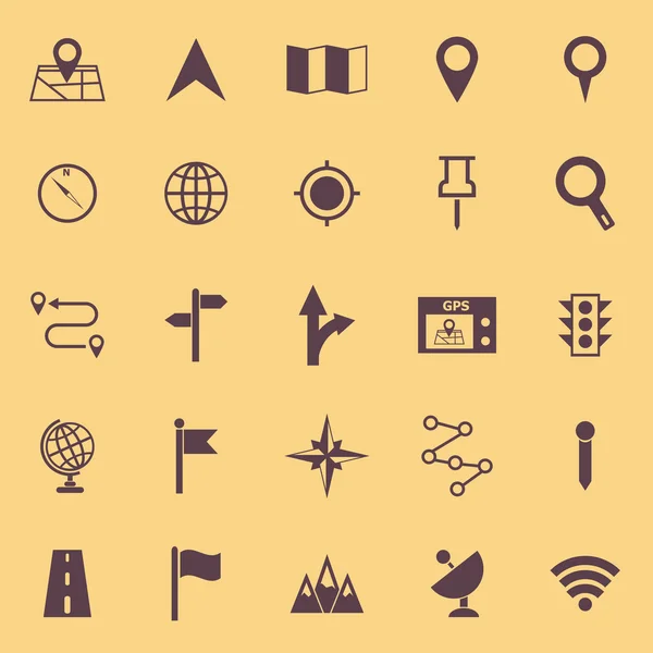 Iconos de color de navegación sobre fondo amarillo — Archivo Imágenes Vectoriales