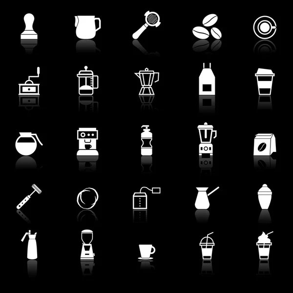 Icono de barista con reflejo sobre fondo negro — Archivo Imágenes Vectoriales