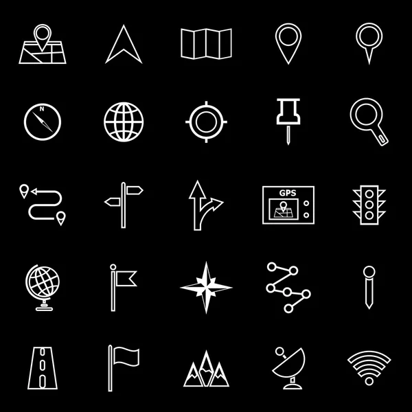 Navigationsleiste Symbole auf schwarzem Hintergrund — Stockvektor