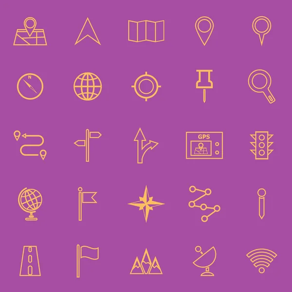 Иконки цвета линии навигации на фиолетовом фоне — стоковый вектор
